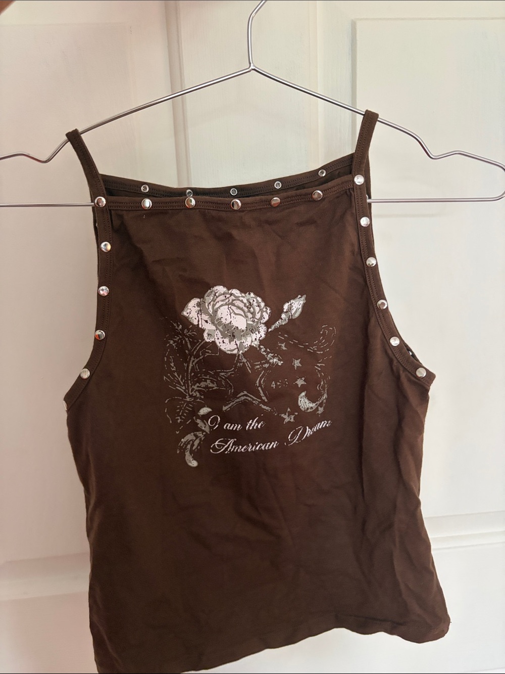 Motel Rocks Brown Floral Graphic Stud-Trim Tank